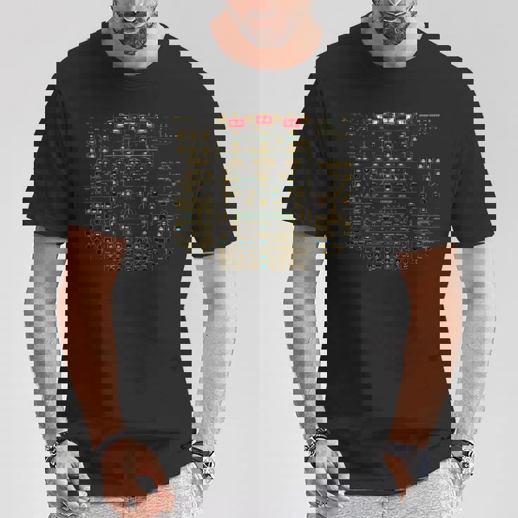 A320 オーバーヘッドパネル ライト付き 航空旅客機パイロット 長袖tシャツ Tシャツ 面白い贈り物