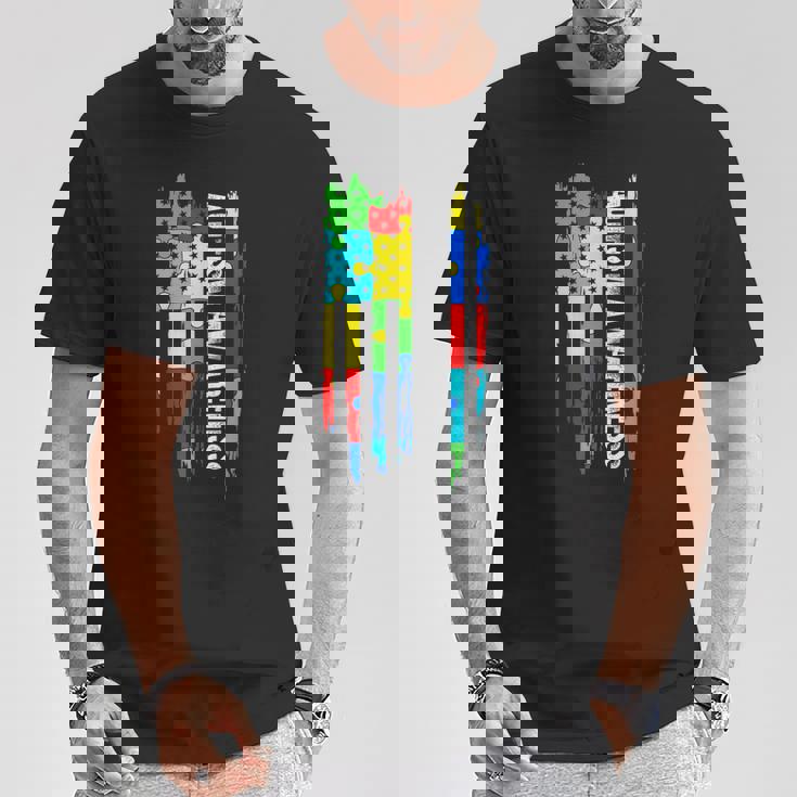 Autism Awareness Mom Dad Usa Flag T-Shirt Unique Gifts