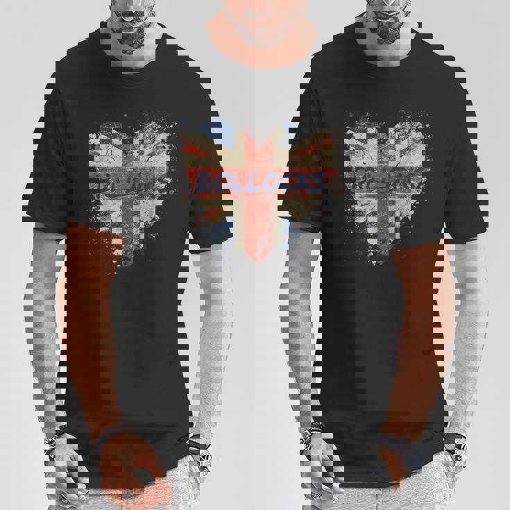 Bollocks ヴィンテージ 英国ユニオンジャック ハートペイント 飛び散り Tシャツ 面白い贈り物