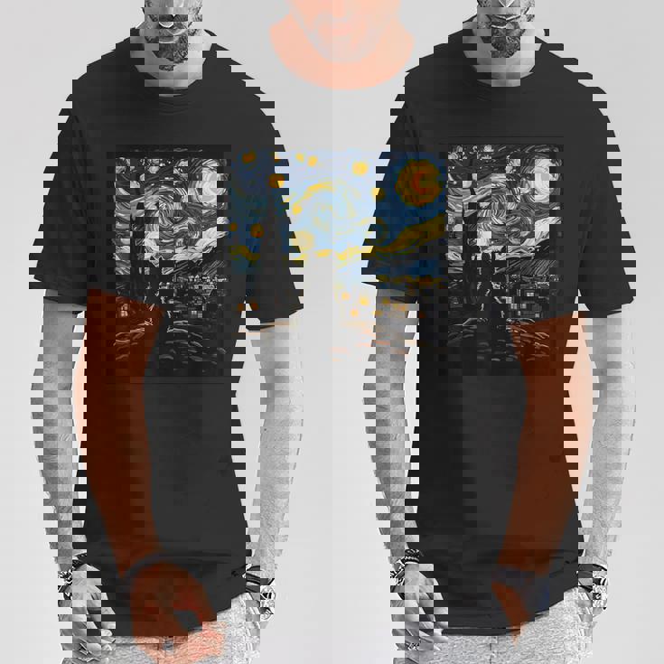 Cat Starry Night Van Gogh Cat For Cat Lover Cat Mom Cat Dad T-Shirt Unique Gifts