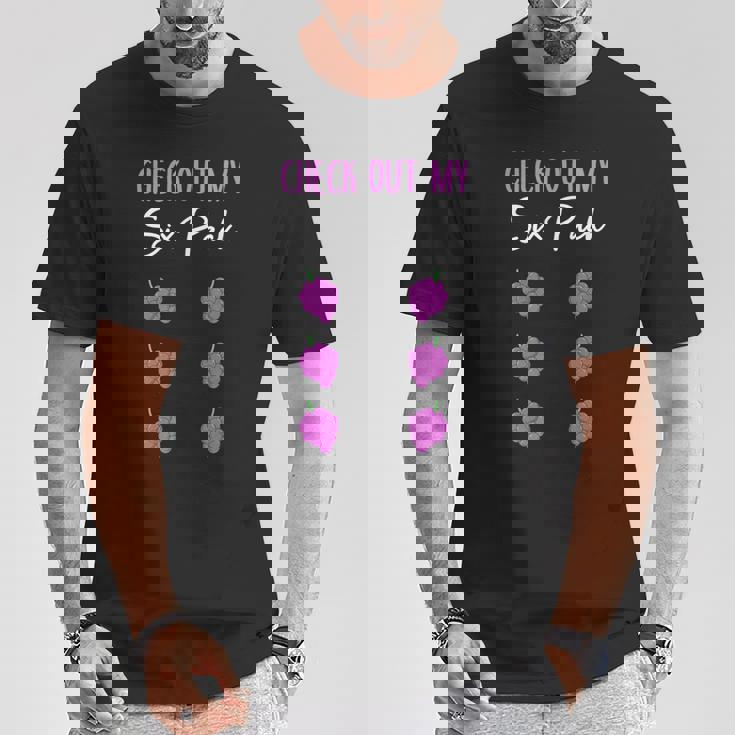 Check Out My 6パック ブドウ柄 Tシャツ 面白い贈り物
