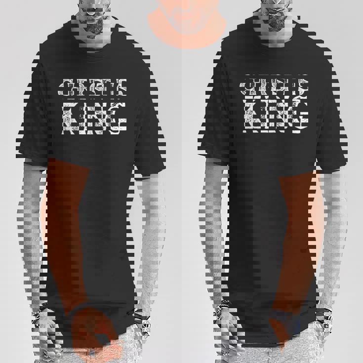 Christ Is King 忠実なキリスト教信者・崇拝者 Tシャツ 面白い贈り物