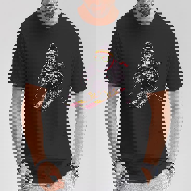 Comic Gorilla スキーヤー スキー Tシャツ 面白い贈り物