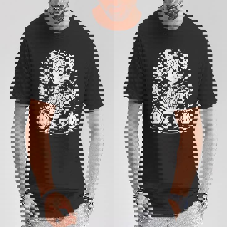 Cozyeason Duck かわいい 秋 パンプキン スパイス 秋 コーヒー 長袖tシャツ Tシャツ 面白い贈り物