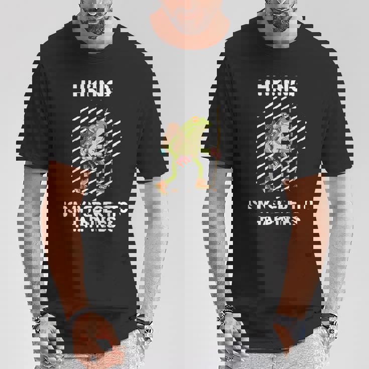 Cute Frog Hiking Is Myecret To Happiness カエル Tシャツ 面白い贈り物