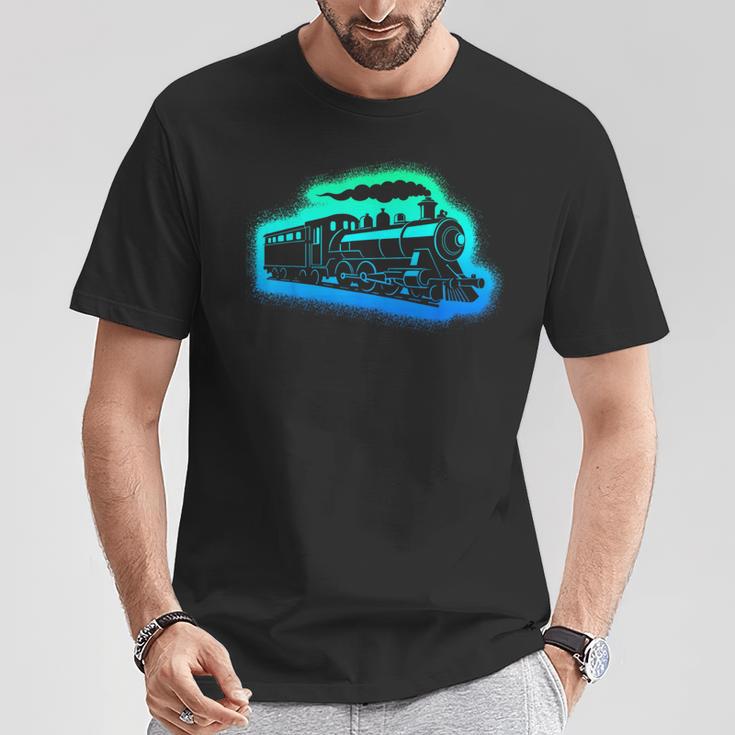 Dampflok Modelleisenbahn Kinder Herren Jungen Eisenbahn T-Shirt Lustige Geschenke