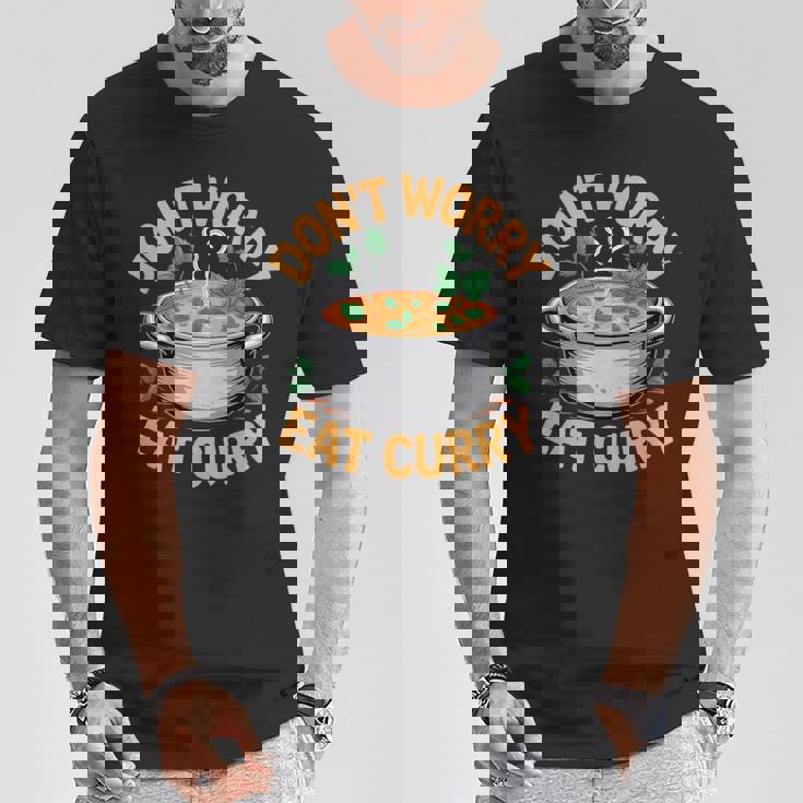 Don't Worry Eat カレー インド料理 Tシャツ 面白い贈り物
