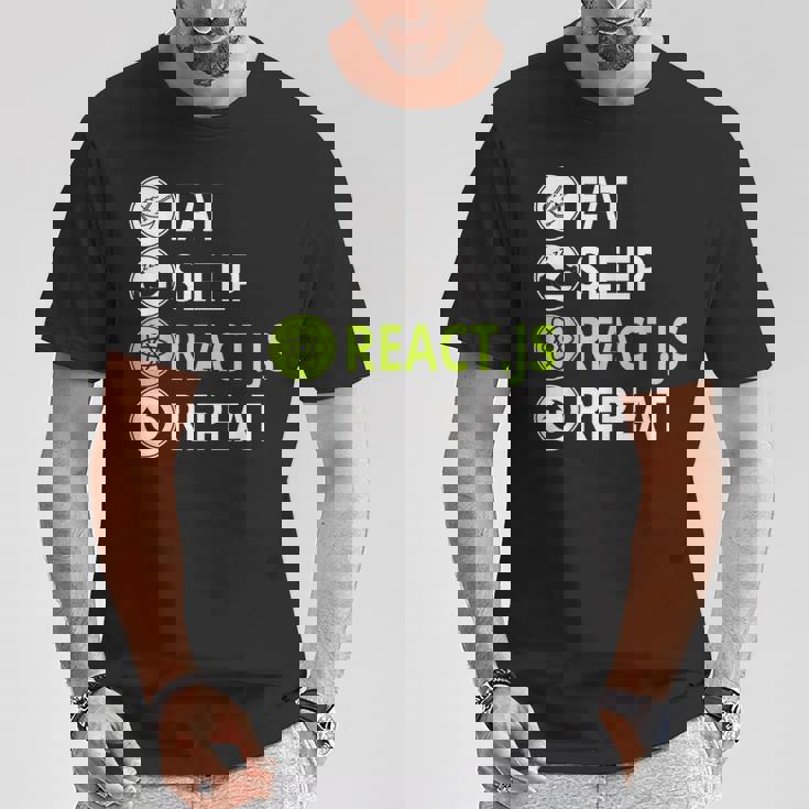 Eatleep ReactJs Repeat Javascriptプログラマー用 Tシャツ 面白い贈り物