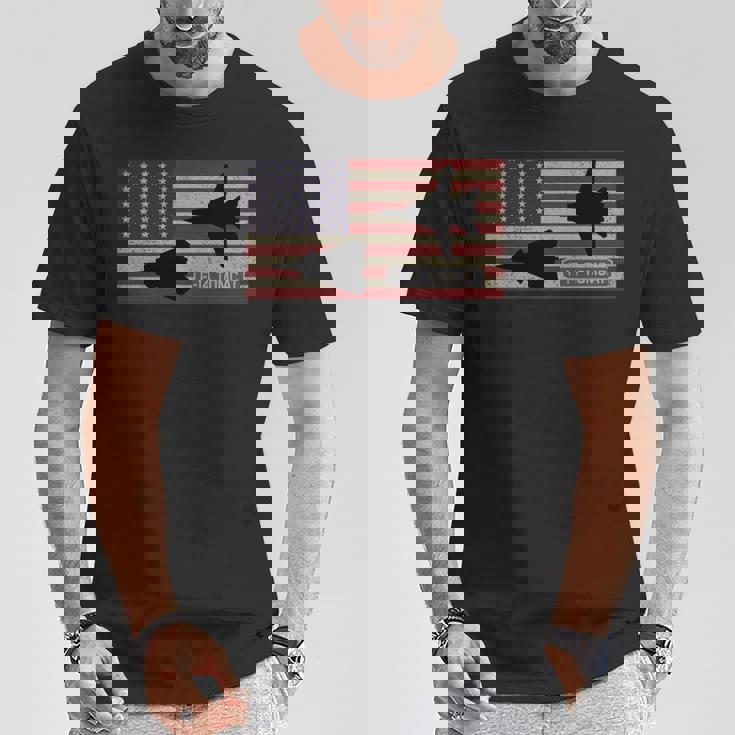 F-14 トムキャット ジェット戦闘機 アメリカの国旗 長袖tシャツ Tシャツ 面白い贈り物