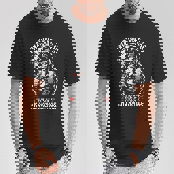 aying I Know Things 皮肉 ギャグ パンゴリラ レディース メンズ 長袖tシャツ Tシャツ 面白い贈り物