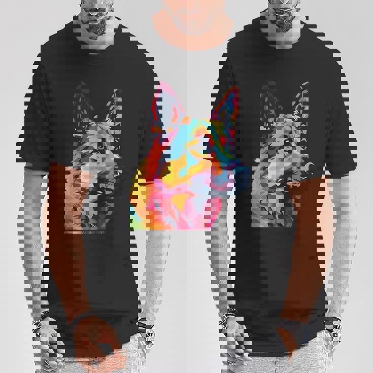 GERMAN SHEPHERD Rainbow Pop Art Retro Paint Splatter Dog Tank Top T-Shirt Unique Gifts