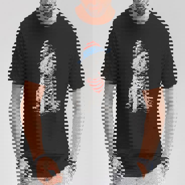 Goldendoodle 7月4日 愛国的 ゴールデンドゥードル 犬 Tシャツ 面白い贈り物