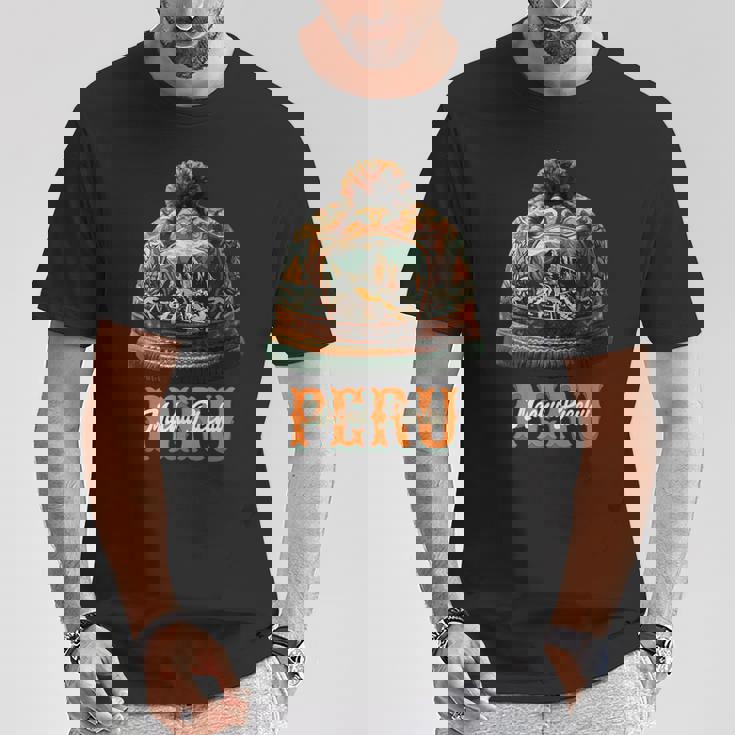Grafico マルチカラー Chullo Peruano Machu Pichu Tシャツ 面白い贈り物