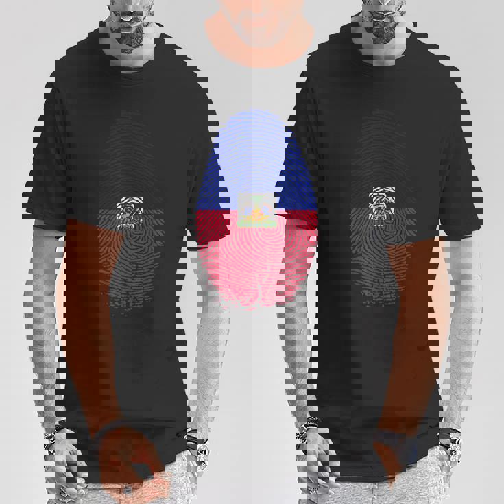 Haiti Flag Fingerprint Haitian For Haitians Tシャツ 面白い贈り物