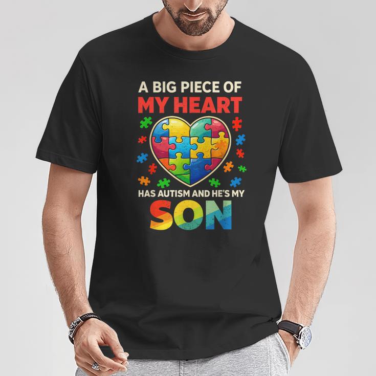 My Heart Has Autism Proud Autism Parent Dad Mom Autism Son T-Shirt Unique Gifts