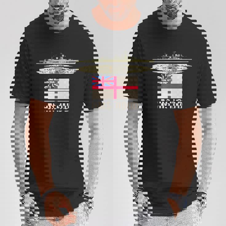 Hms Hood イギリス戦艦図 海軍旗 Tシャツ 面白い贈り物