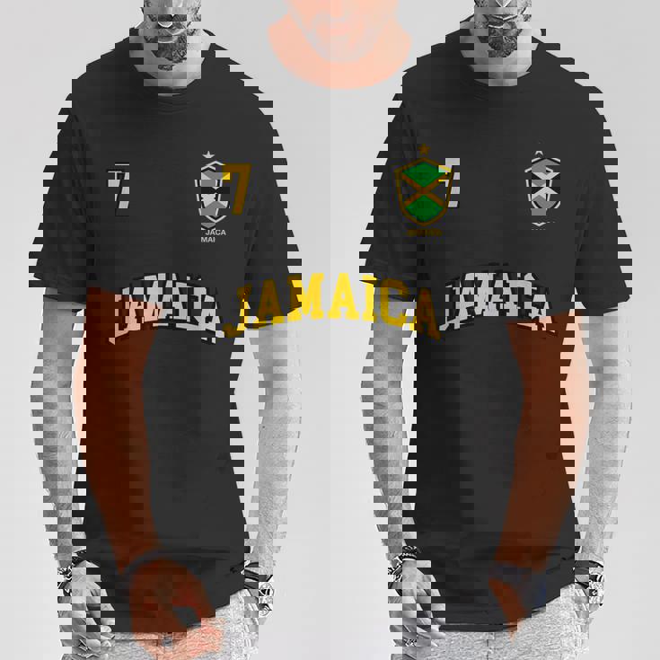 Jamaica チームサッカー ジャマイカ Number 7Occer Tシャツ 面白い贈り物