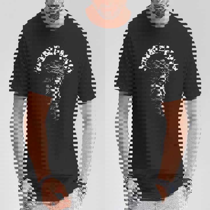 Jesús Es Rey Dios Cristiano Católicos Adorador Religioso Camiseta unisex Regalos divertidos