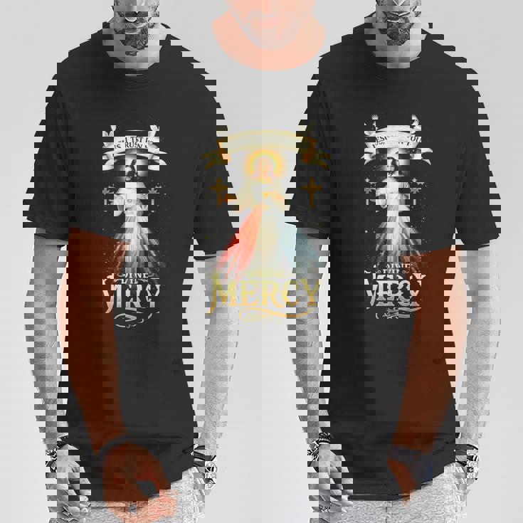 Jesus I Trust In You 神の慈悲 カトリック クリスチャン イエス 長袖tシャツ Tシャツ 面白い贈り物