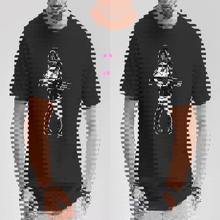 Jun-T-0003-ガスマスクガール Tシャツ 面白い贈り物