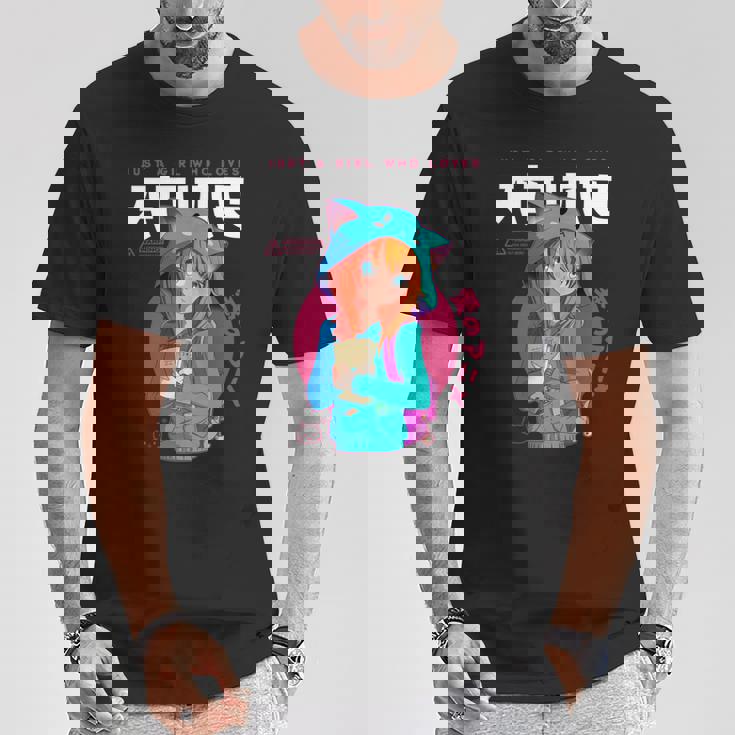 Just A Girl Loves アニメ ラーメン スケッチ オタク少女アニメ 長袖tシャツ Tシャツ 面白い贈り物