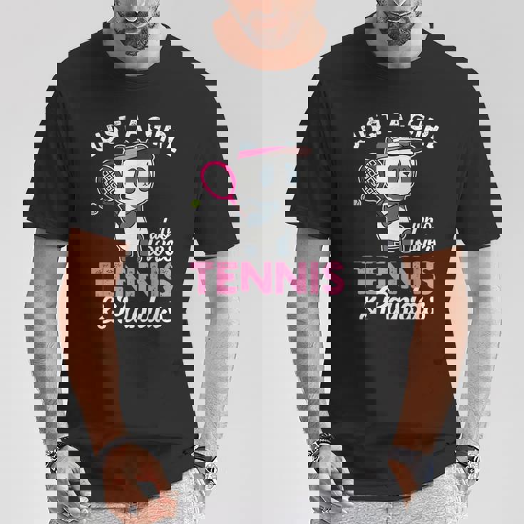 Just A Girl Who Love Tennis & Pandas パンダテニス愛好家 Tシャツ 面白い贈り物