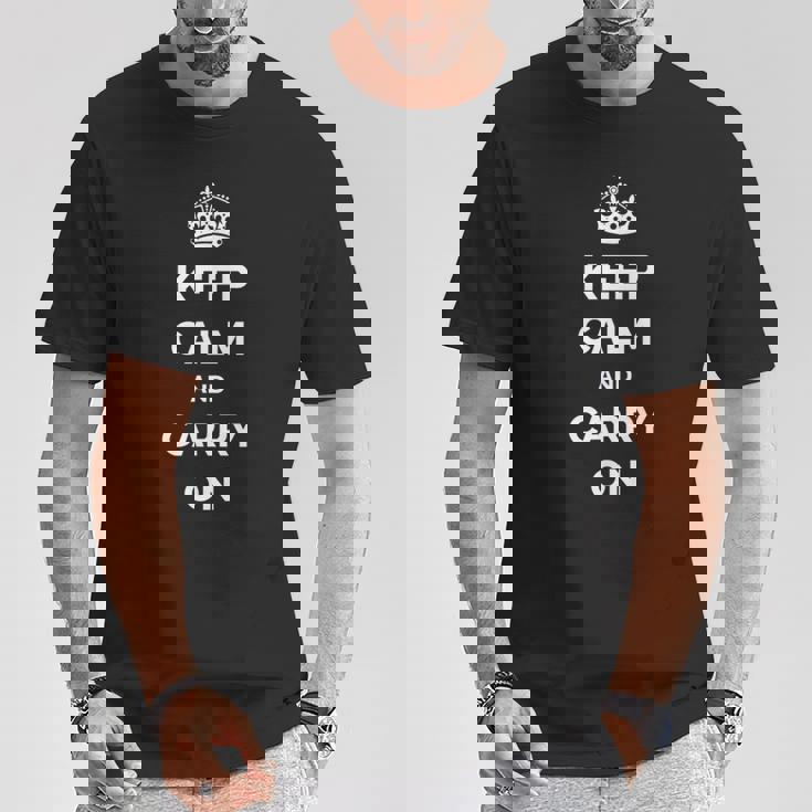 Keep Calm And Carry On モチベーションを高める引用句 Tシャツ 面白い贈り物