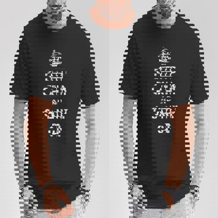 Keep Calm And Carry On ヴィンテージポスタープリント レトロ Tシャツ 面白い贈り物