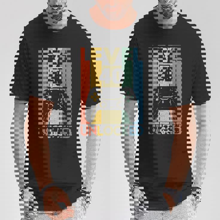 Level 40 Unlocked ideo Gamer 40Th Birthday Tシャツ 面白い贈り物