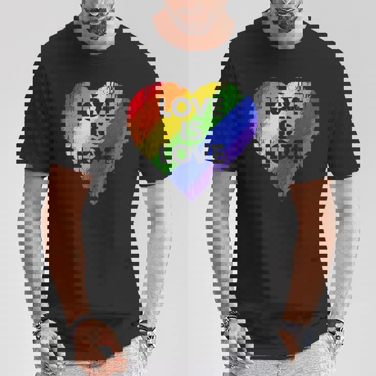 Lgbt Love Is Lovetシャツレトロハートゲイレズビアンプライド月間 Tシャツ 面白い贈り物
