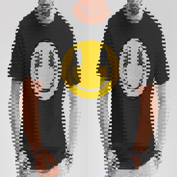 Love The 90年代レトロビンテージヘッドホン スマイルグランジミュージックdj Tシャツ 面白い贈り物