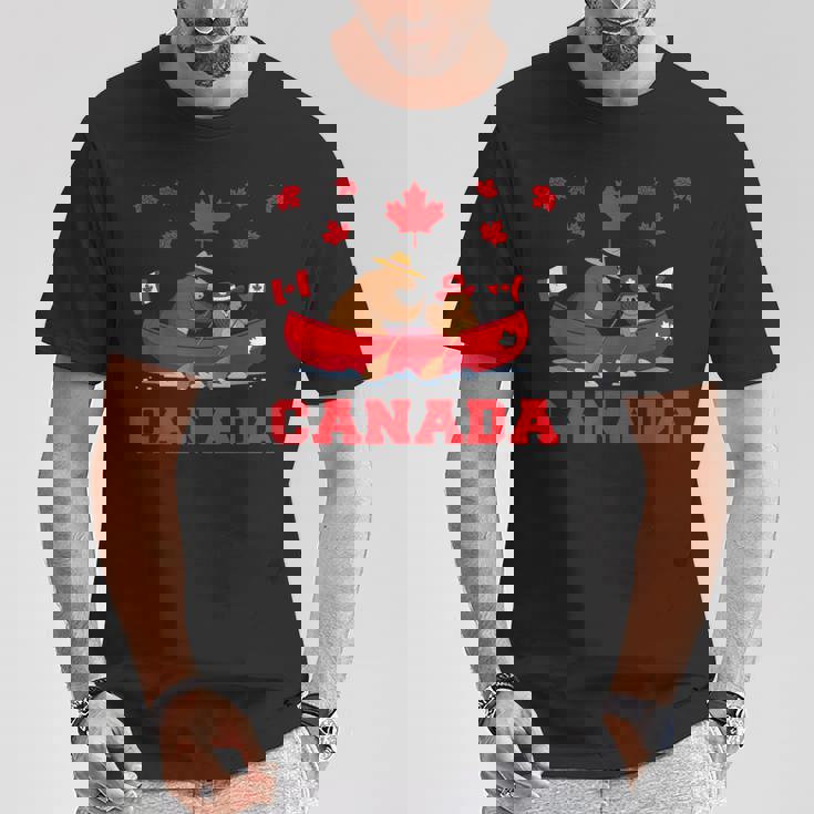 I Love Canada Cool Canada Bear & Chipmunk Cartoon Graphic Tシャツ 面白い贈り物