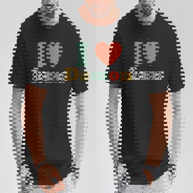 I Love Damon I Heart Damon レッド ハート バレンタイン Tシャツ 面白い贈り物