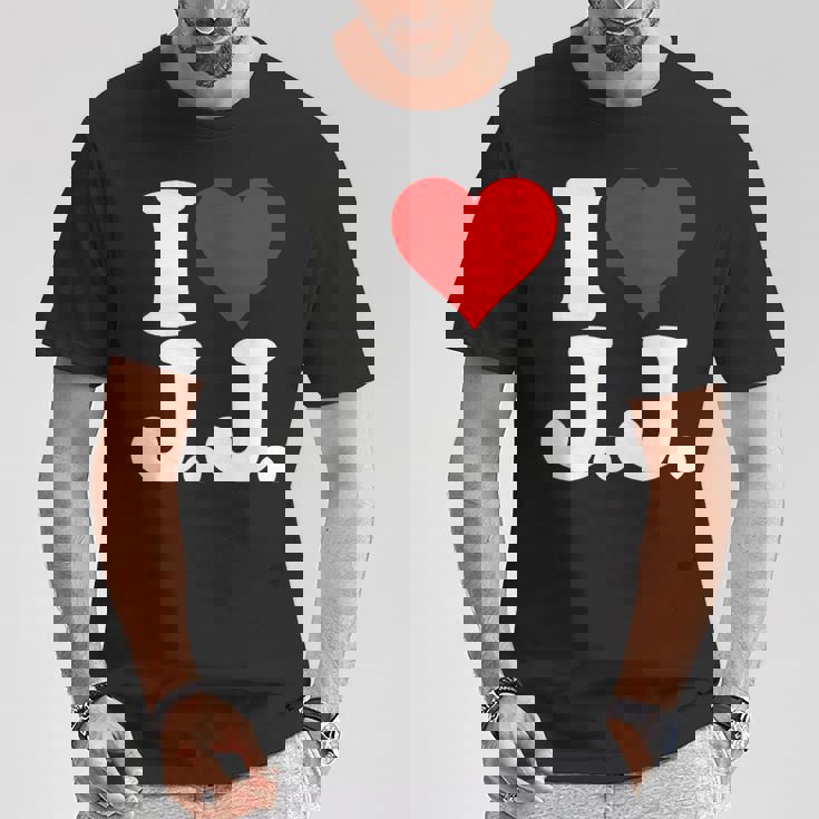 I Love Heart JJ Jj J J イニシャル Tシャツ 面白い贈り物