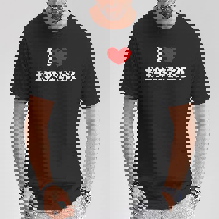 I Love Honest 私は愛する Honest Tシャツ 面白い贈り物