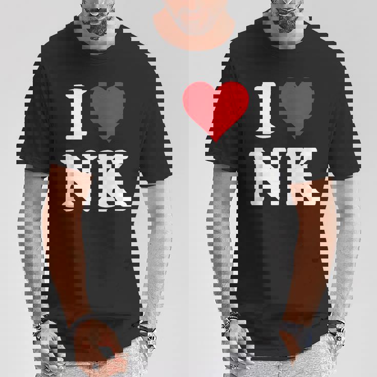 I Love Nk Initials I Heart NK First Last Name N K Tシャツ 面白い贈り物