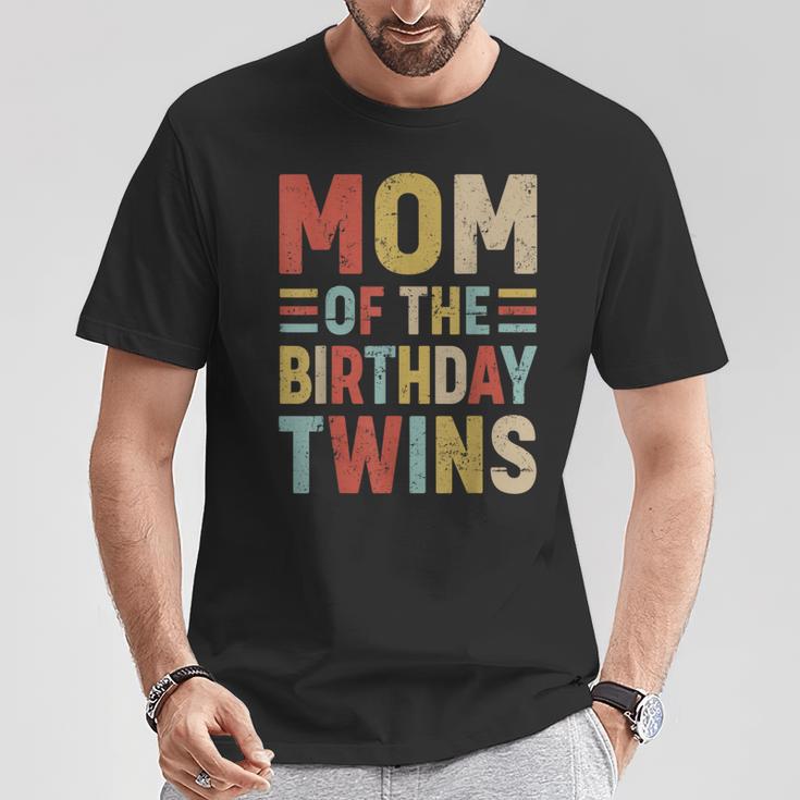 Mom Of The Birthday Twins Family Matching Bday Party T-Shirt Unique Gifts