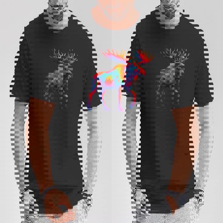 Moose Paint Drip Zoo Favorite Animal Alaska Canada T-Shirt Unique Gifts