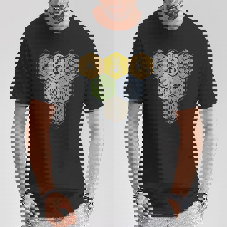 Nazca Linesナスカラインズ レトロなクモ 猿 宇宙人 鳥 六角形 Tシャツ 面白い贈り物