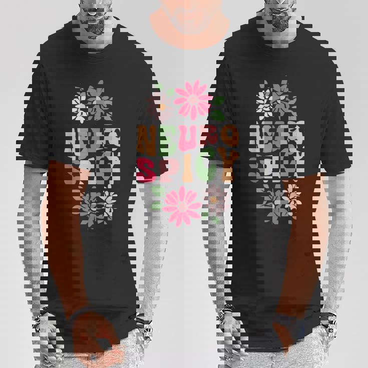 Neurospicy レトロフラワー Tシャツ 面白い贈り物