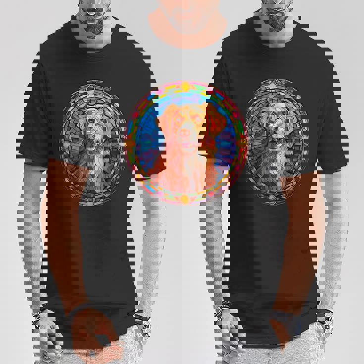 Novacotia Duck Tolling Retriever Toller Dog ステンドグラス Tシャツ 面白い贈り物