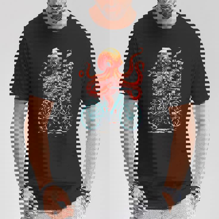 Octopus On Bicycle Cycling Squid Road Bike Cyclist T-Shirt Unique Gifts