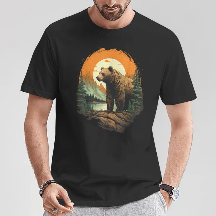 Oso Colorido Paisaje Bosqueidailvestre Animales Amantes Camiseta unisex Regalos divertidos