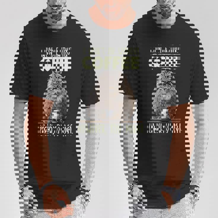 Pallas Catコーヒー愛好家のための朝の不満 マヌルネコ 長袖tシャツ Tシャツ 面白い贈り物