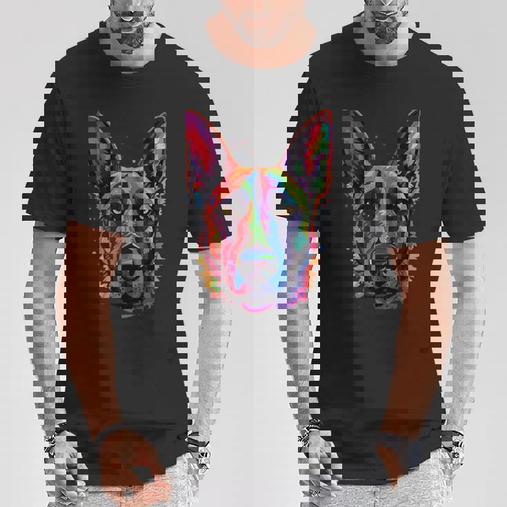 Pastor Belga Malinois Colorido Maligator Camiseta unisex Regalos divertidos