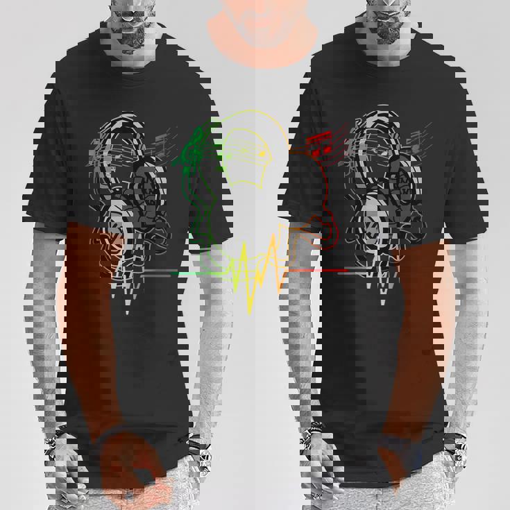 Rasta レゲエ ミュージックヘッドフォン ビンテージ Tシャツ 面白い贈り物