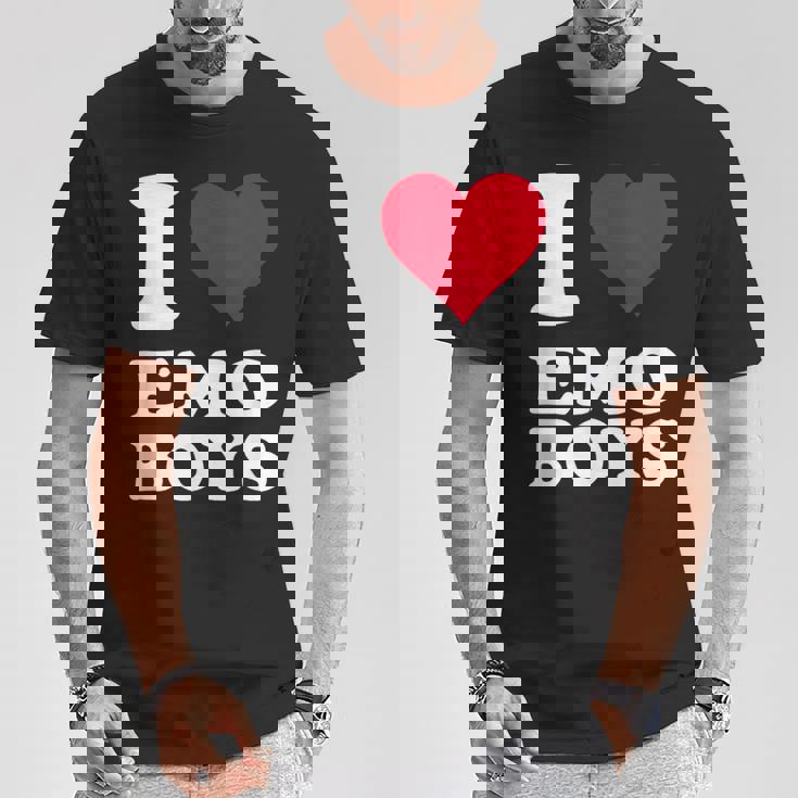 Red Heart I Love Emo Boys Tシャツ 面白い贈り物