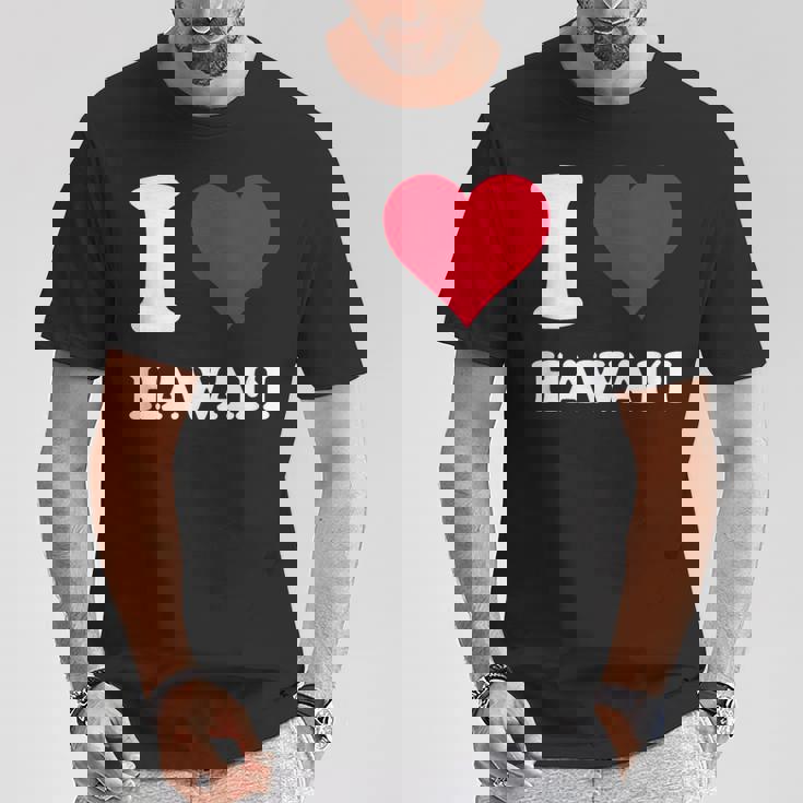 Red Heart I Love Hawai'i Tシャツ 面白い贈り物