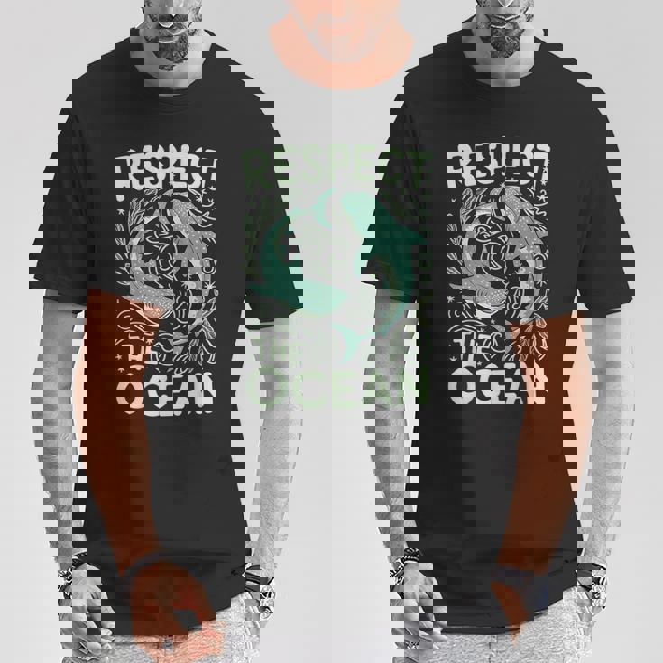 Respect The Ocean Marine Biology Shark Whale Conservation T-Shirt Unique Gifts Respect The Ocean Marine Biology Shark Whale Conservation T-Shirt Unique Gifts