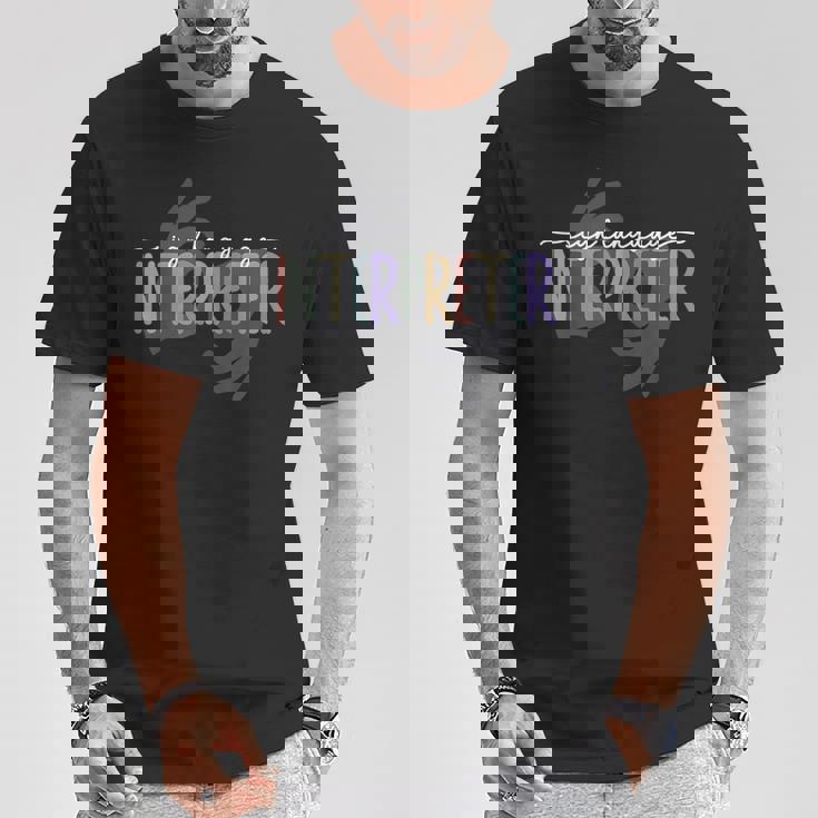 Retro Asl American Sign Language Interpreter Asl Teacher T-Shirt Unique Gifts